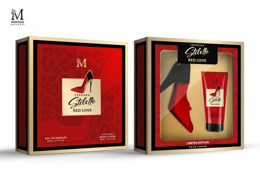 Set Regalo Mujer – Perfume FERRERA Stiletto Red Love 50 ml + Body Lotion | Fragancia Seductora | Cuidado Perfumado | Estilo Glamour