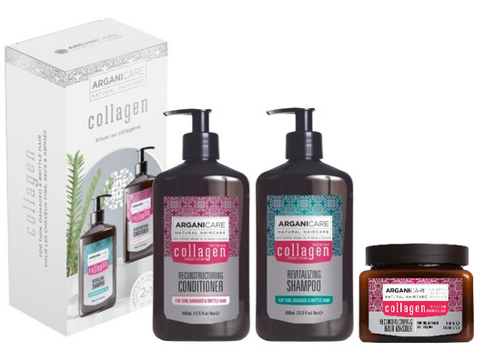 Set Trio Capilar Arganicare Colágeno – Volumen, reparación y nutrición intensiva